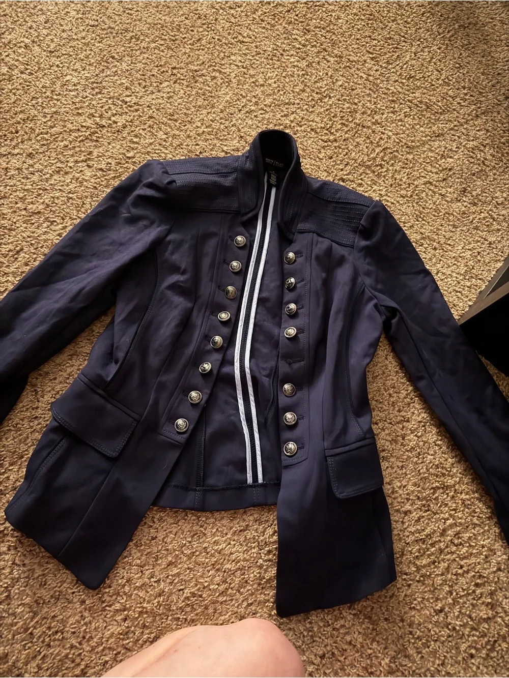 White House Black Market Navy Military-Style Double-Breasted Blazer